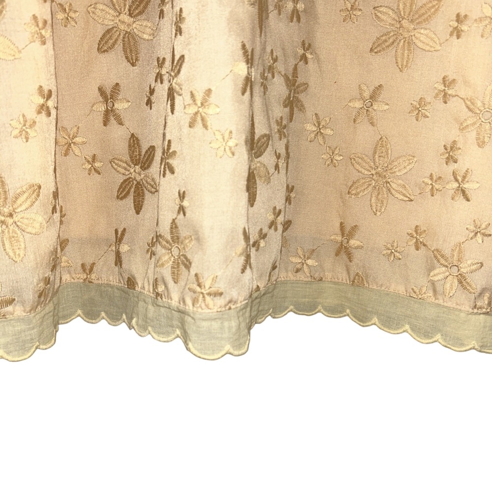 Vintage 60's/70s Tan Embroidered Dress Size Medium 20" Ptp & 36" Long - Picture 2 of 6